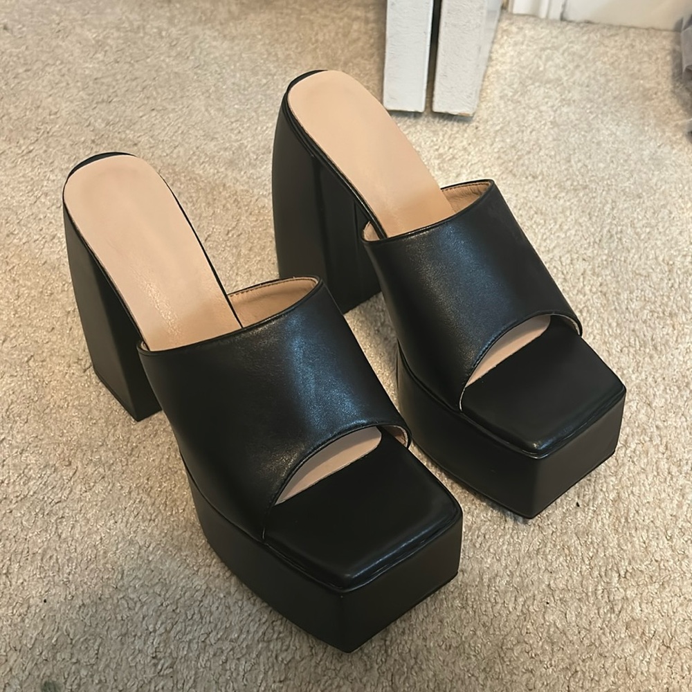 black platform heels
